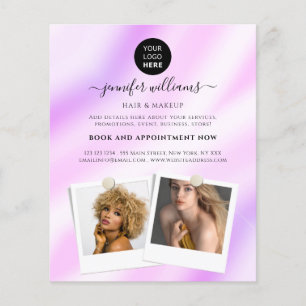 Elegante aangepaste fotologo promotionele paars flyer