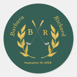 Elegante aangepaste golf thema bruiloft ronde sticker