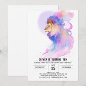 Elegante aangepaste leeuw verjaardag kaart (Voorkant / Achterkant)