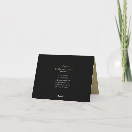 Elegante aangepaste makelaar dank u kaarten - mono (Achterkant)