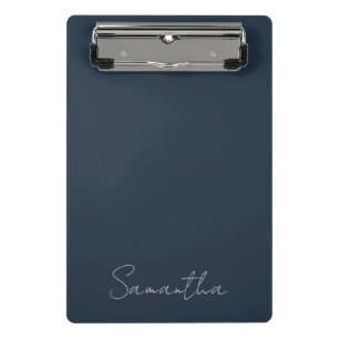 Elegante aangepaste naam donkerblauw mini klembord