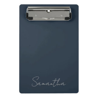 Elegante aangepaste naam donkerblauw mini klembord