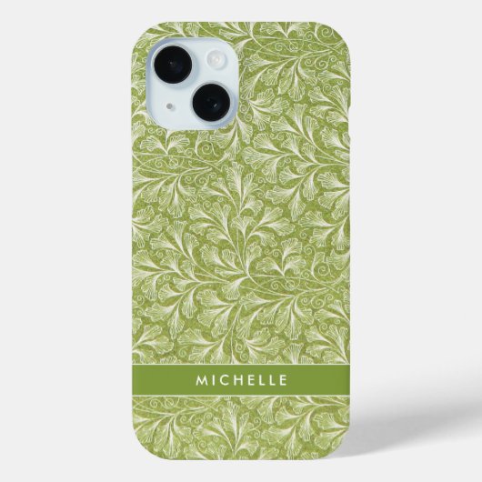 Elegante aangepaste naam Green Botanical Case-Mate iPhone Case (Achterkant)