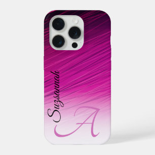Elegante aangepaste naam monogram paarse strepen iPhone 15 pro hoesje
