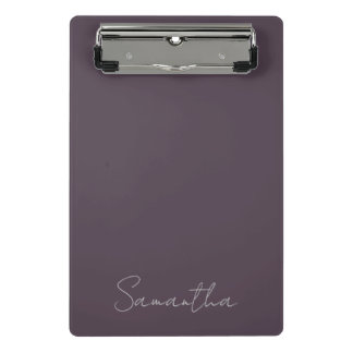 Elegante aangepaste naam paarse taupe mini klembord