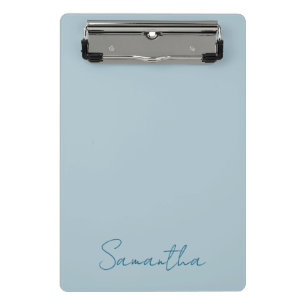 Elegante aangepaste naam Pastel Blue Mini Klembord