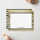 Elegante aangepaste naam zwart gouden folie gestre notitiekaartje (Voorkant / Achterkant in situ)