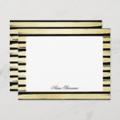 Elegante aangepaste naam zwart gouden folie gestre notitiekaartje (Voorkant / Achterkant)