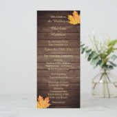 Elegante aangepaste rustieke esdoorn blad bruiloft programma (Staand voorkant)