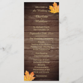 Elegante aangepaste rustieke esdoorn blad bruiloft programma