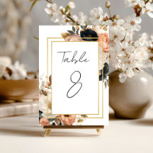 Elegante Aanpasbare Bloemige Tafel Nummerkaarten