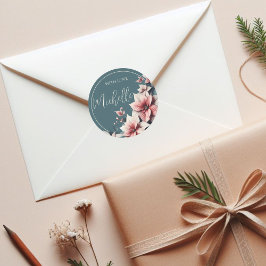 Elegante aanpasbare pastelbloemen ronde sticker