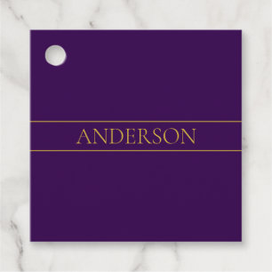 Elegante Aanpasbare Tekst Goud & Diep Paars Bedankjes Labels