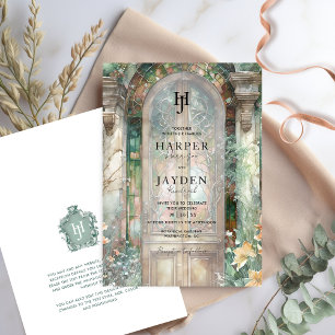 Elegante aardetinten watercolor huwelijksmonogram kaart