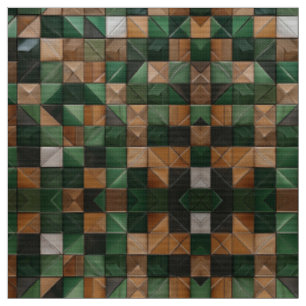 Elegante aardse geometrische groene en bruine Tege Stof