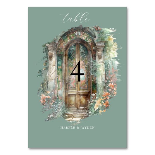 Elegante aardse, groene, blush Waterverf bruiloft Kaart (Voorkant)