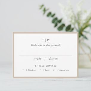 Elegante aardse neutrale monogram moderne bruiloft RSVP kaartje
