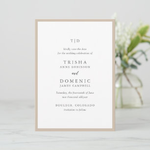 Elegante aardse neutrale monogram moderne bruiloft save the date