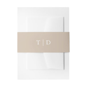 Elegante aardse neutrale monogram moderne trouw uitnodigingen wikkel