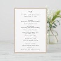 Elegante aardse neutrale monogram moderne trouwdag
