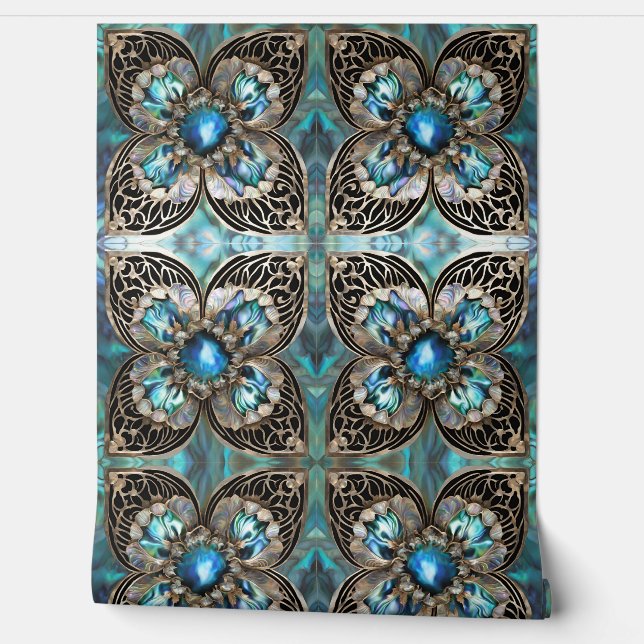 Elegante Abalone en Zilver Behang (Afrollen)