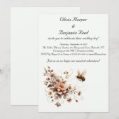 Elégante abeille et Faire-part de mariage floral (Devant / Derrière)
