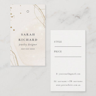 Elegante Abstract Glitter Ivory Goud Prijskaartje Visitekaartje