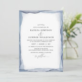 Elegante Abstract Stofblauwe Trouw Waterverf Kaart (Staand voorkant)