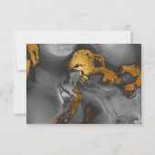 *~* Elegante Abstract Zwart Grijs Goud Glitters RSVP Kaartje (Achterkant)