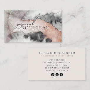Elegante Abstracte Aquarel Interieurontwerper Visitekaartje