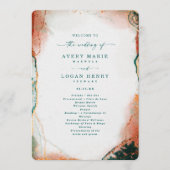 Elegante Abstracte Blauwgroen & Koperhuwelijkscere Programma (Voorkant)