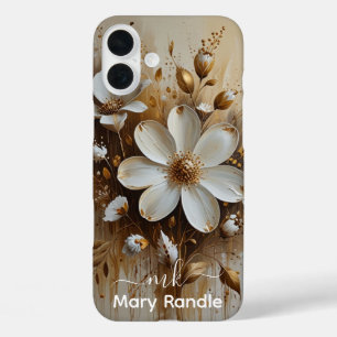 Elegante Abstracte bloemenolieverfschilderij met g iPhone 16 Plus Hoesje