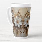 Elegante Abstracte bloemenolieverfschilderij met g Latte Mok (Linkerhoek)