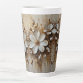 Elegante Abstracte bloemenolieverfschilderij met g Latte Mok (Voorkant)