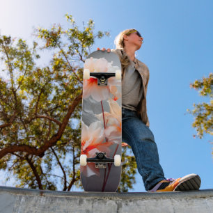 Elegante Abstracte Blozende Bloem Nevelige Stroom Skateboard