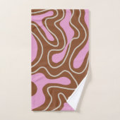 Elegante Abstracte bruin roze Wavy Stripe Modern Bad Handdoek (Handdoek)