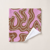 Elegante Abstracte bruin roze Wavy Stripe Modern Bad Handdoek (Wasdoekje)