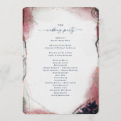 Elegante Abstracte Burgundy & Marineblauwe Trouwce Programma (Achterkant)