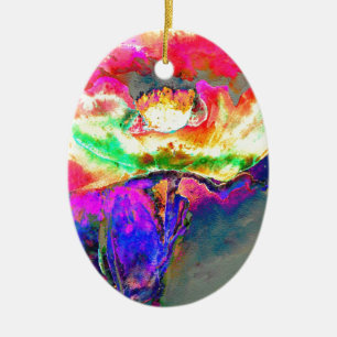 Elegante abstracte geel roze bloemen bloem papaver keramisch ornament