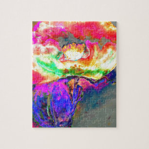 Elegante abstracte geel roze bloemen bloem papaver legpuzzel