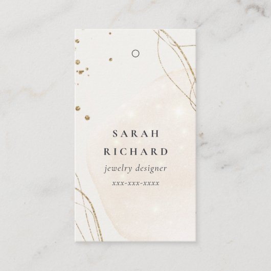 Elegante Abstracte Glitter Ivoor Goud Prijs Label (Voorkant)