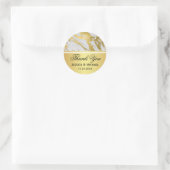 Elegante Abstracte gouden en witte marmeren bruilo Ronde Sticker (Tas)