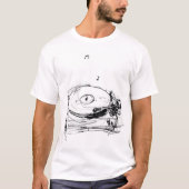 Elegante Abstracte Gramophone Sketch T-shirt (Voorkant)