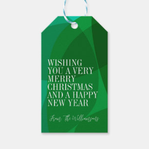 Elegante Abstracte Groene Feestelijke Kerstmis Dou Cadeaulabel