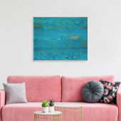 Elegante abstracte houtnerf textuur turquoise canvas afdruk (Insitu (Woonkamer))