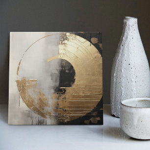 Elegante Abstracte Nepgoud & Monochrome Olie Tegeltje