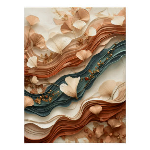 ✨Elegante Abstracte Papierlaag Kunst met Botanisch Perfect Poster
