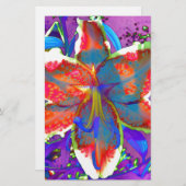 Elegante abstracte retro rood blauw florale waterv briefpapier (Voorkant / Achterkant)