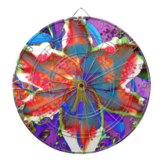 Elegante abstracte retro rood blauw florale waterv dartbord (Voorkant)