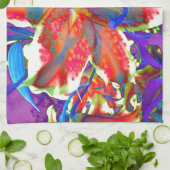 Elegante abstracte retro rood blauwe bloem theedoek (Gevouwen)